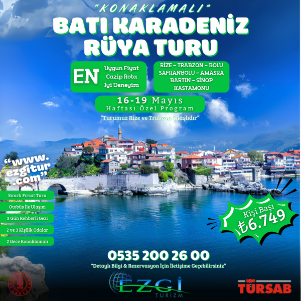 Rize Trabzon Çıkışlı Batı Karadeniz Turu 2 Gece 3 Gün